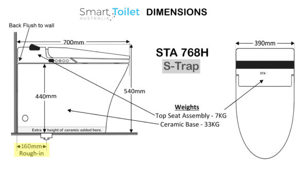STA768H Smart Toilet with Accessory Pack plus, Plumbing connections - Image 17