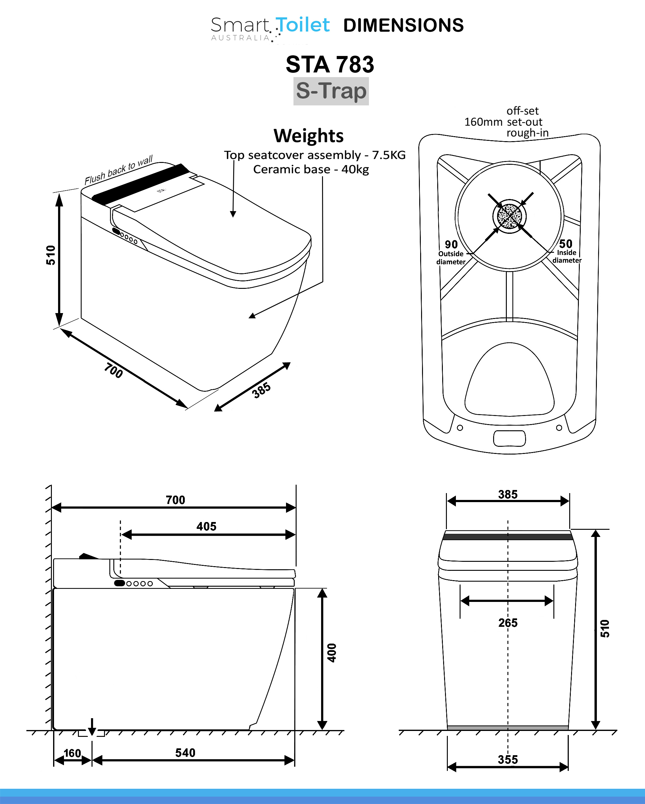 Smart Toilet & Bidet Seat Dimensions